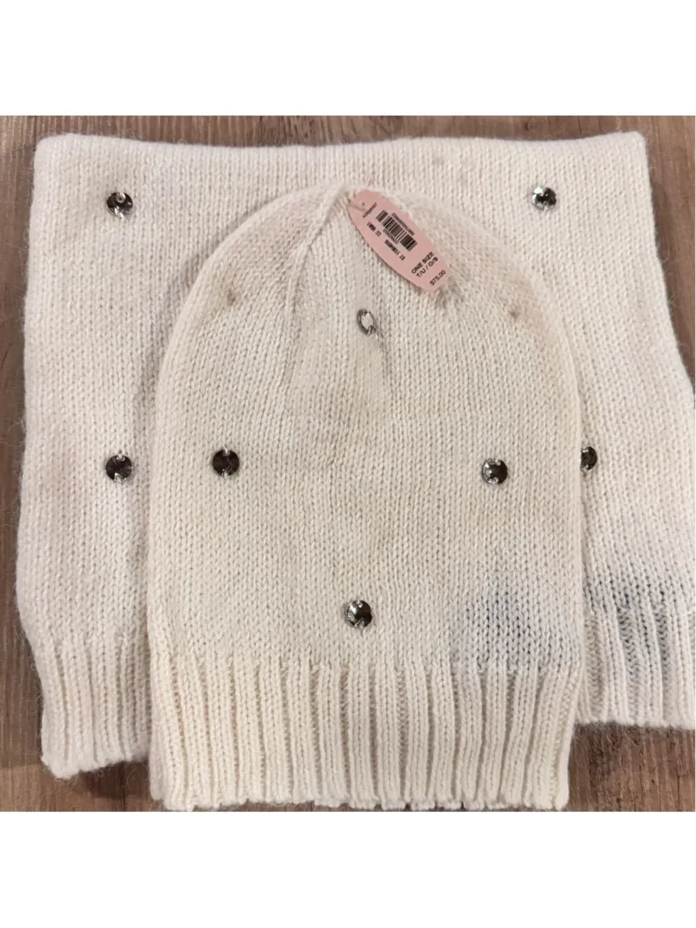 Victoria's Secret Ivory Knit Hat and Infinity Scarf Set